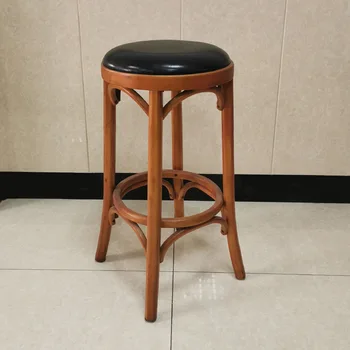 HH284 Барный кофейный настольный барный стул в ретро-индустриальном стиле с высокими деревянными ножками круглой формы
