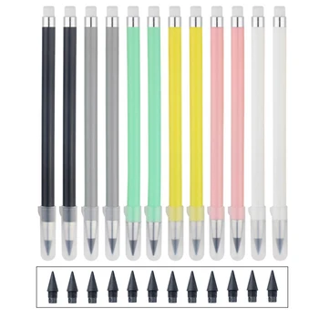 Набор 12 цветных карандашей Cute Drawing Pencil Refill Неограниченное количество карандашей для письма, Вечные Стираемые карандашные ручки для школьных принадлежностей для рисования