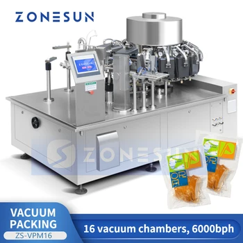 ZONESUN Оборудование для автоматической подачи, наполнения, вакуумной упаковки пищевых продуктов, оборудование для упаковки мясных закусок, оборудование для герметизации пакетов ZS-VPM16
