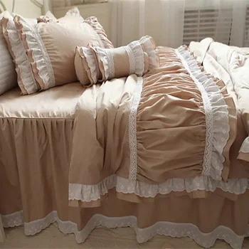 Новый комплект постельного белья с кружевными оборками и вышивкой, роскошное постельное белье принцессы, атласный хлопковый пододеяльник, элегантное покрывало, винтажная простыня