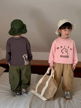 Осенне-зимняя новинка 2023 года, Корейская детская одежда, Детские рабочие брюки, повседневные брюки, рабочие брюки для мальчиков и девочек