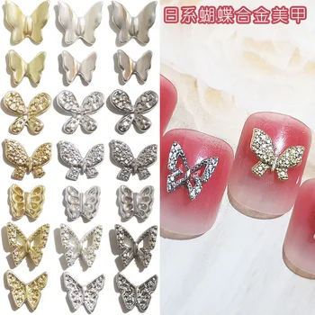 10ШТ роскошных очаровательных деталей для ногтей Новый Металлический 3D японский галстук-бабочка с бабочкой На ногтях DIY Маникюр Искусство украшения ювелирных изделий