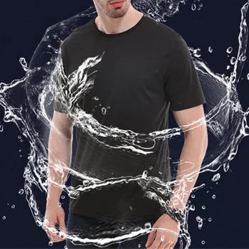 B3529 Креативная гидрофобная, Анти-Грязная, водонепроницаемая, Однотонная мужская футболка, Мягкий короткий рукав, Быстросохнущий топ, Дышащая одежда