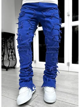 Новое креативное украшение кисточками для мужчин 2023 года, универсальные джинсы с прямыми штанинами, молодежная мода для отдыха, джинсовые брюки в уличном стиле.