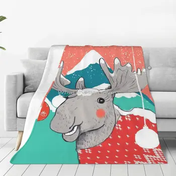 Рождественское одеяло Winter Moose Покрывало на кровать Комплект постельного белья Покрывало для двуспальной кровати