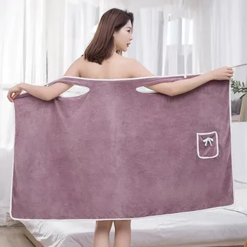 Носимое банное полотенце, суперабсорбирующая банная юбка из кораллового бархата, халат, банная юбка на подтяжках, супер мягкое женское банное полотенце